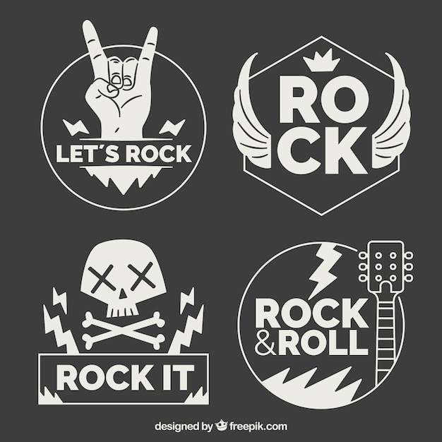 Vettore gratuito collezione rock logo con design piatto