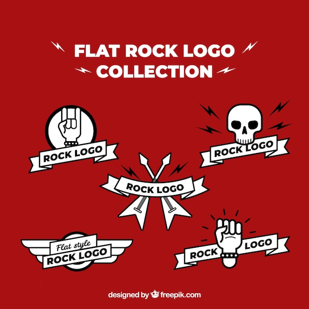 無料ベクター フラットスタイルのロックロゴコレクション