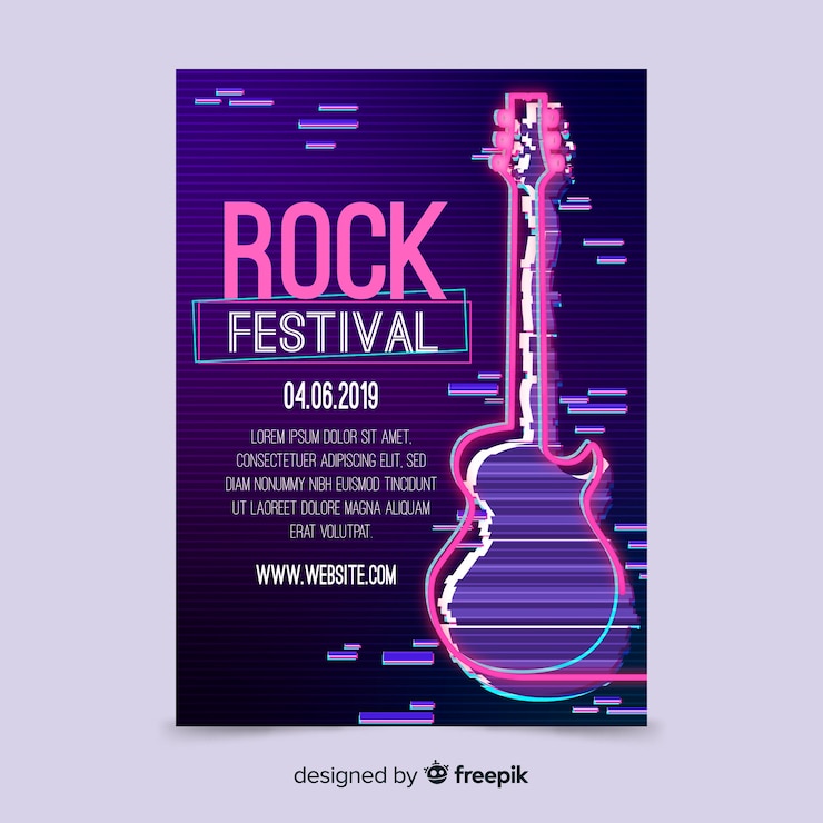Free Vector rock music festival poster template