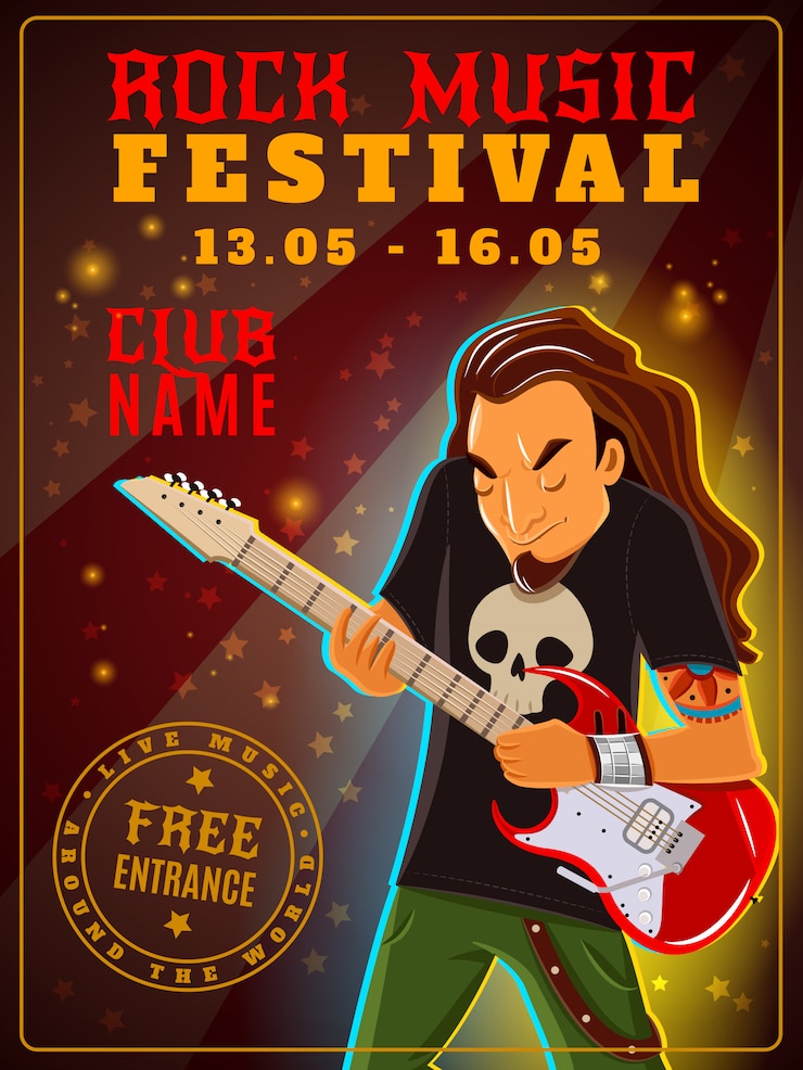 Free Vector rock music festival poster