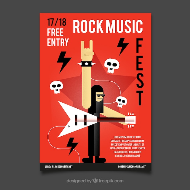 Free vector rock music party poster template