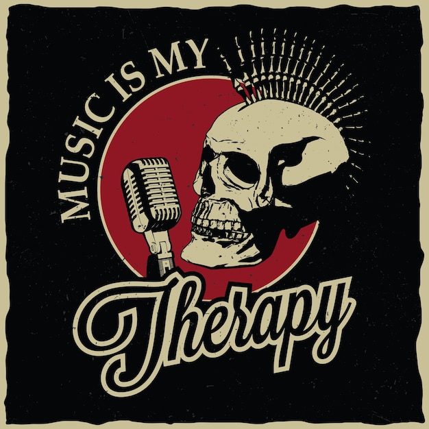 Плакат рок-музыки с дизайном терапевтической этикетки для футболок и поздравительных открыток