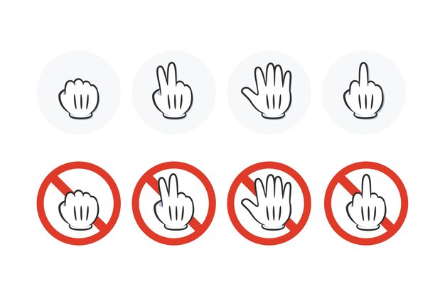 The Rock Paper Scissor game set with middle Finger sign