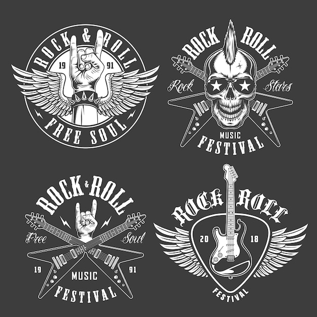 Free vector rock and roll emblems