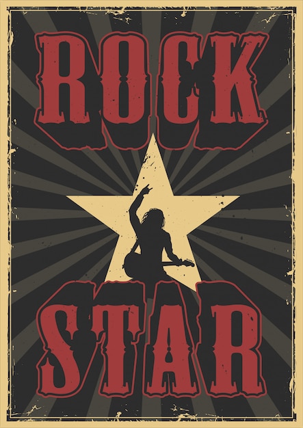 Vettore gratuito poster grunge rock star