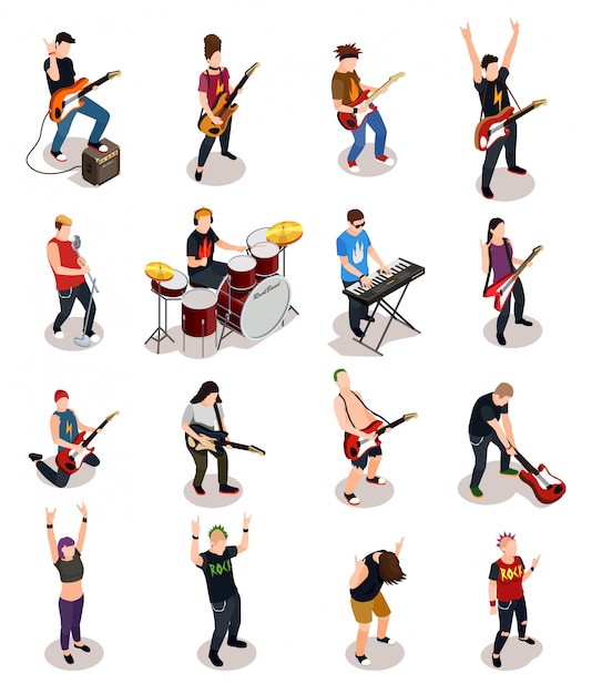 Free vector rock stars isometric people