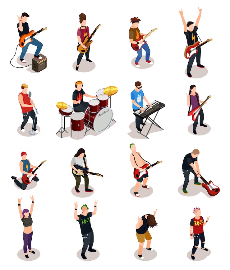 Free Vector rock stars isometric people