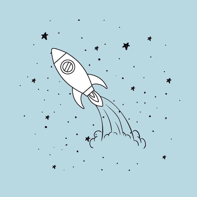 Бесплатное векторное изображение Ракета и звезды
