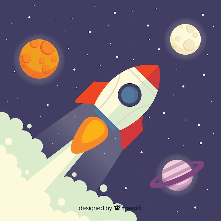 Free Vector rocket background with planets