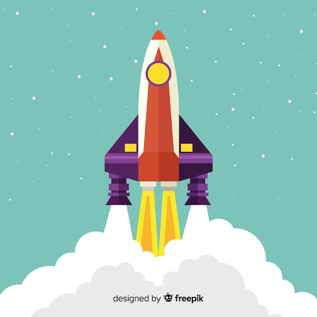 Free vector rocket background with steam