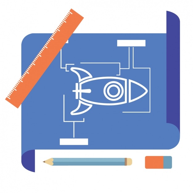 Free vector rocket blueprint design