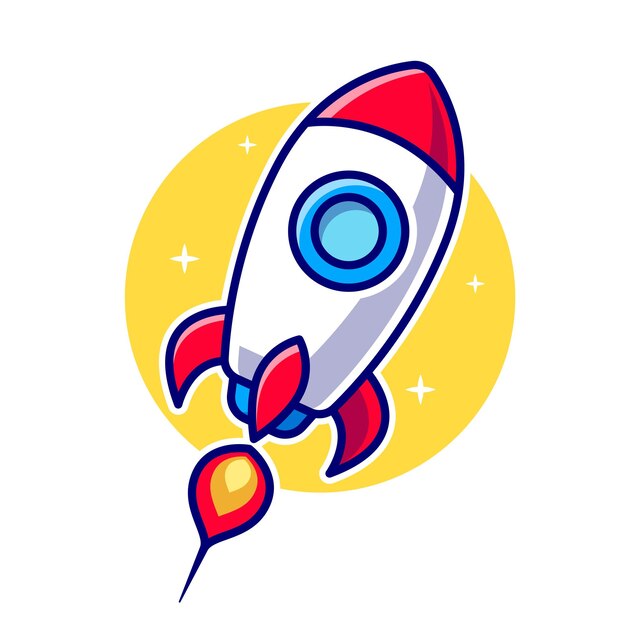Rocket Flying To The Moon Cartoon Vector Icon Illustration Technology Transportation Icon Isolated