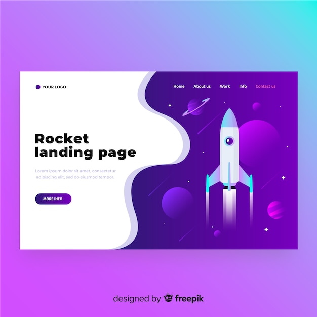 Free vector rocket landing page