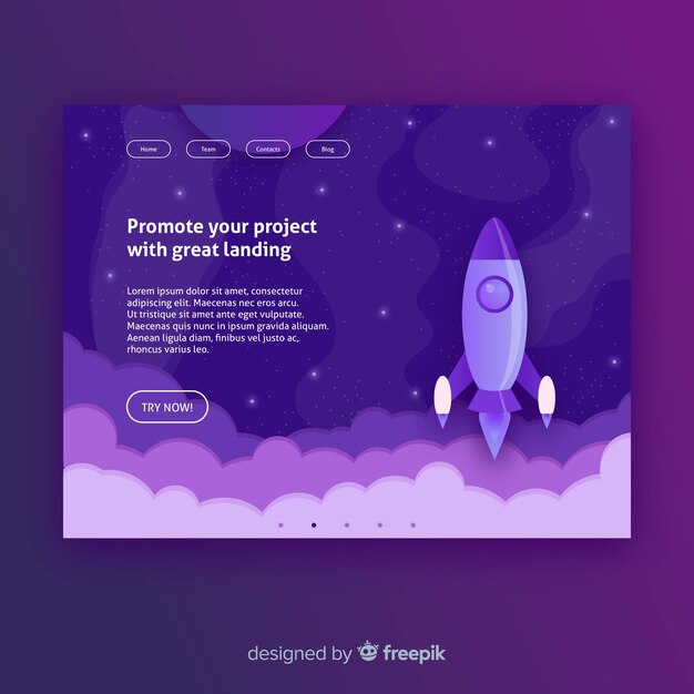 Free vector rocket landing page