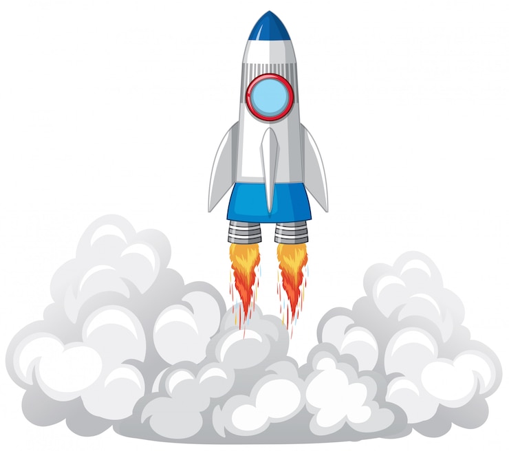 Free Vector rocket launch in the clouds