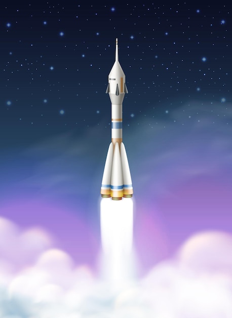 Запуск ракеты иллюстрация Premium векторы
