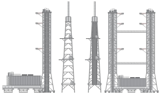 Rocket launch scaffolding or launchpads vector