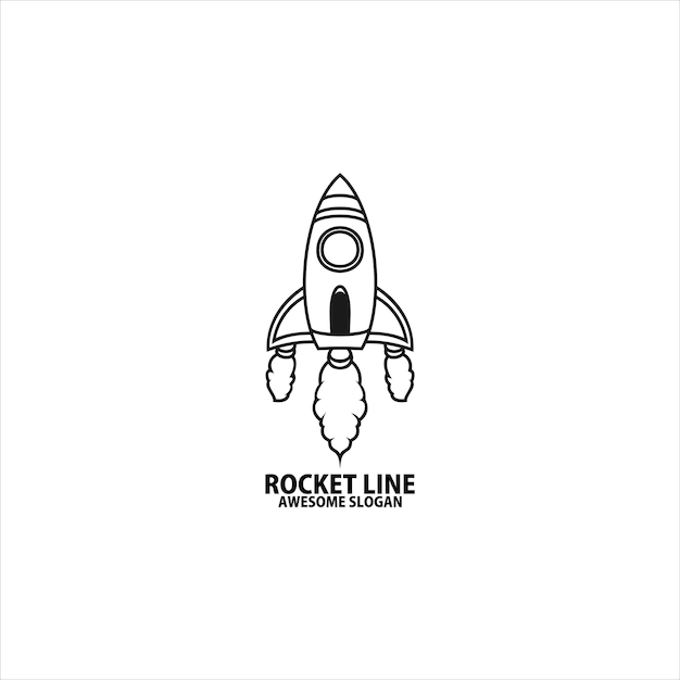 無料ベクター ロケット ライン アート デザインのロゴ