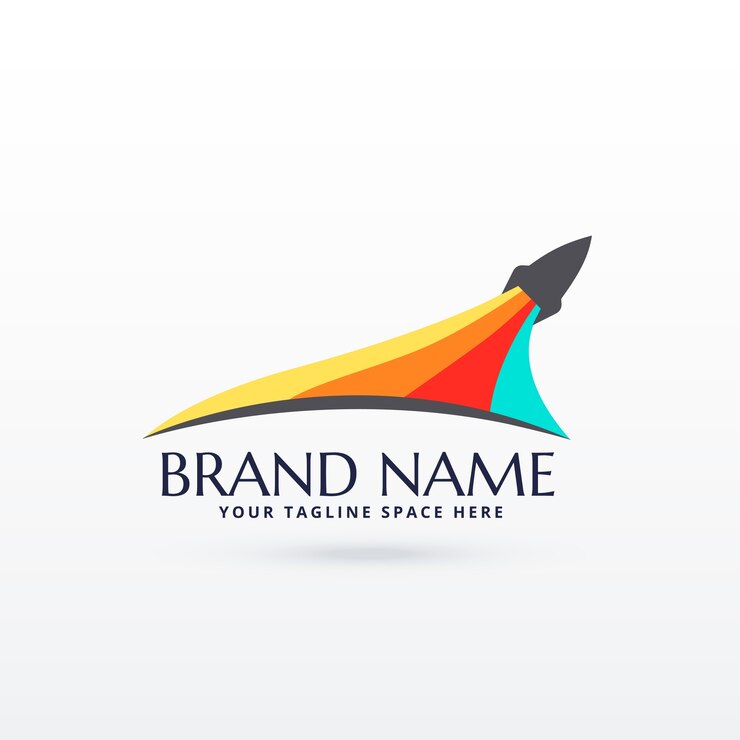 Free Vector rocket logo and colored stripes