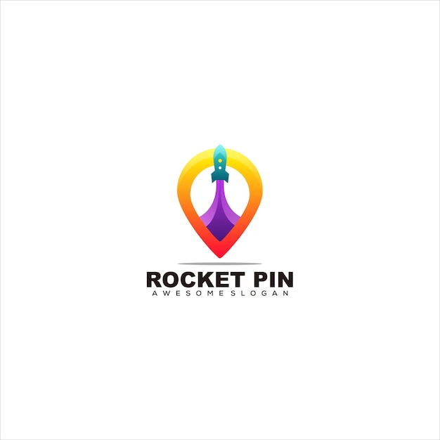 ракета булавка красочный логотип градиент вектор