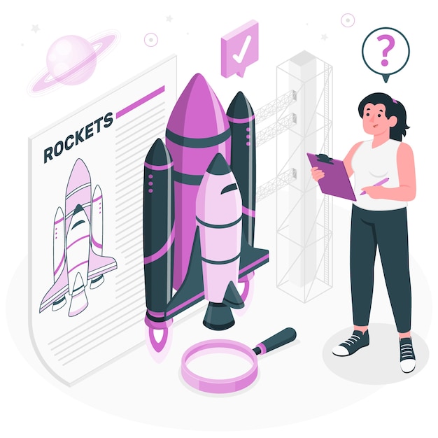 Бесплатное векторное изображение Иллюстрация концепции исследования ракеты