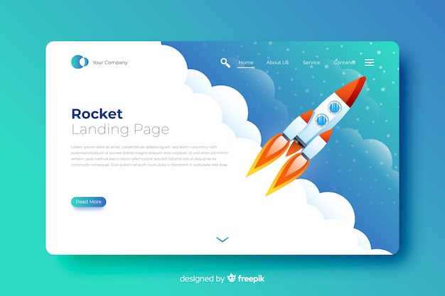 Rocket in the sky landing page