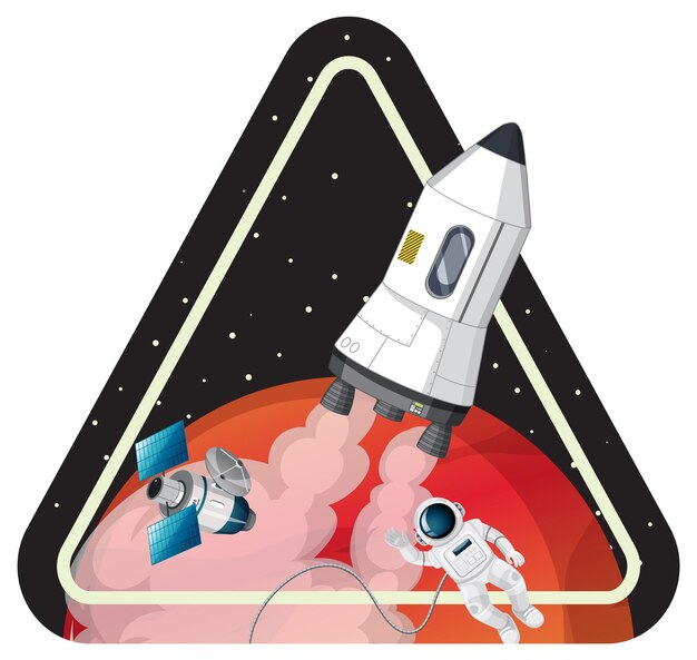 Rocket in the space badge