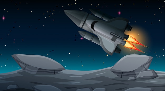 Free vector rocket in space scene