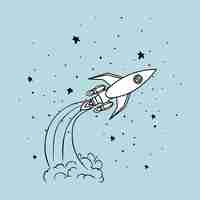 Free vector rocket and stars