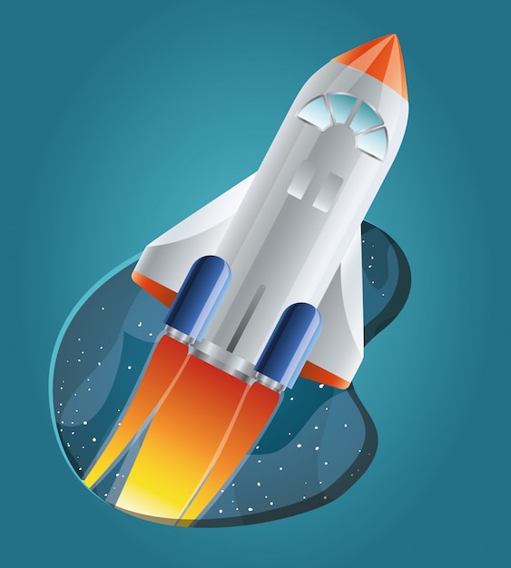 Free vector rocket with flame