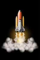 Free vector rockets are launched to take spacecraft to outer space. rocket launch isolated set.