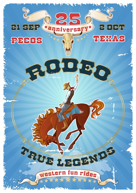 Free vector rodeo retro poster