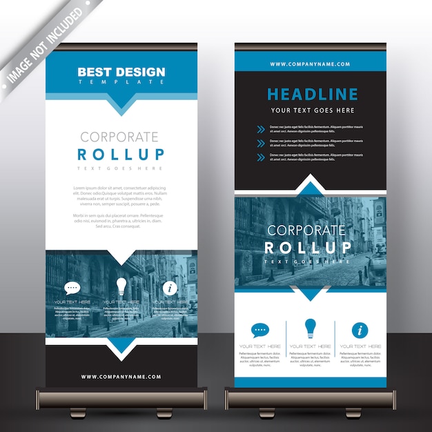 Free vector roll up banners in blue detailed