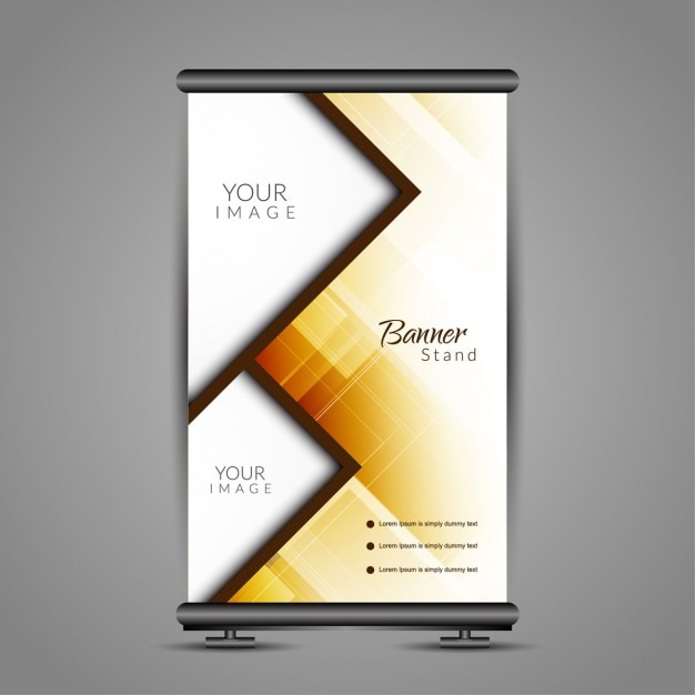 Brown poligonale roll up banner design moderno