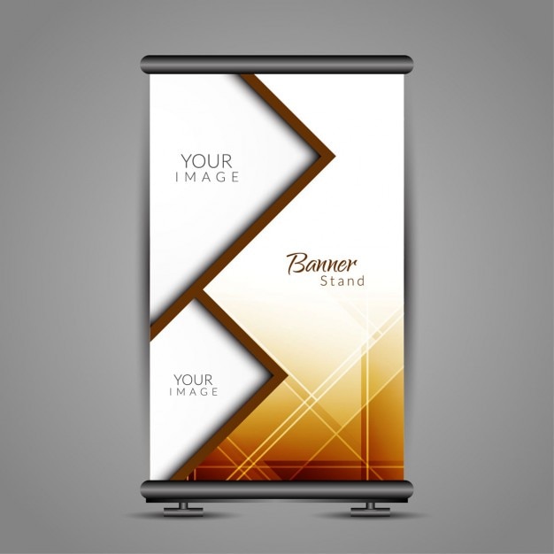 Brown colore poligono roll up stand banner template