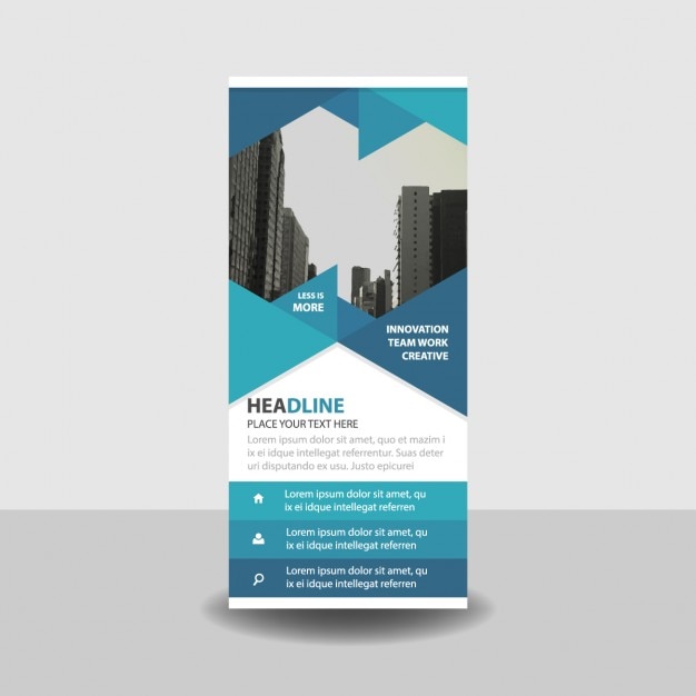 Blu creativo arrotolare banner template