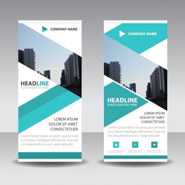 Free Vector roll up with blue shapes