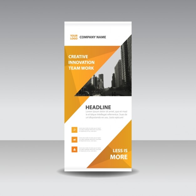 Vettore gratuito orange triangolo creativo roll up banner template