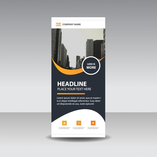 Vettore gratuito arancio nero creativo arrotolare banner template