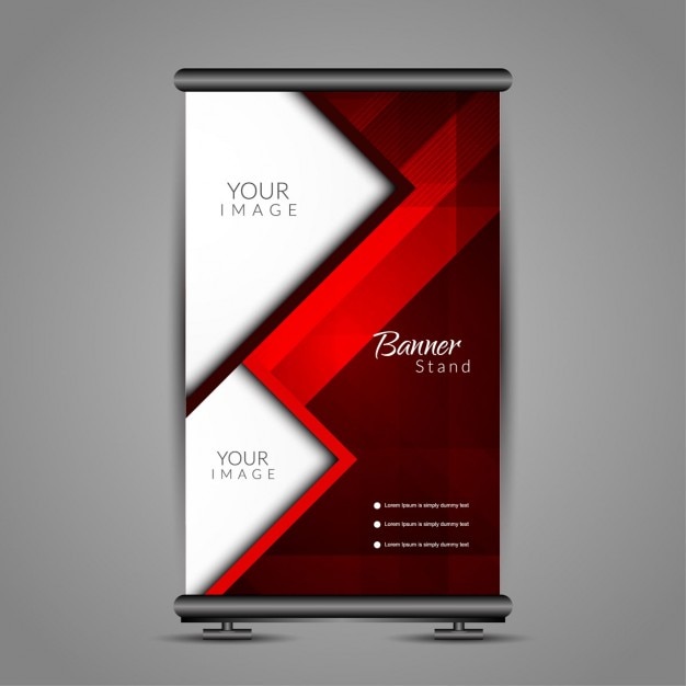 Vettore gratuito colore rosso roll up banner design