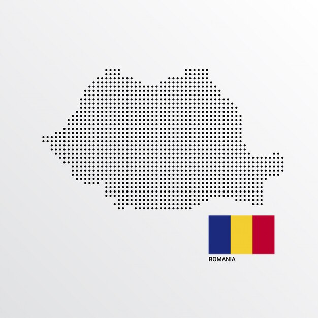 Romania Map design with flag and light background vector 