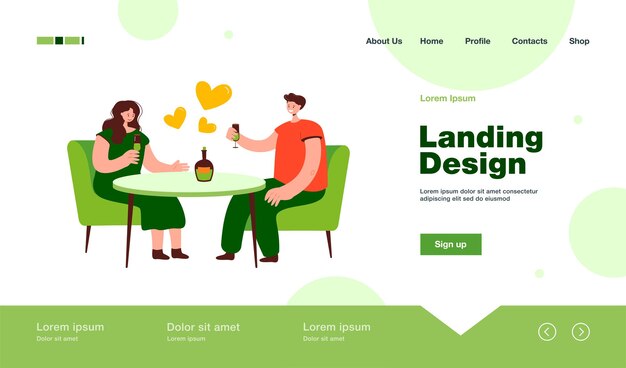Romanic date landing page in flat style