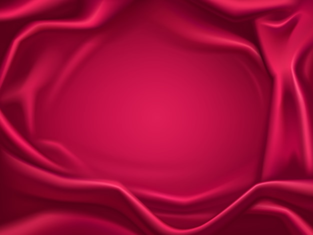 Романтический фон роскоши, красный сатин, волнистая малиновая, шелковая ткань