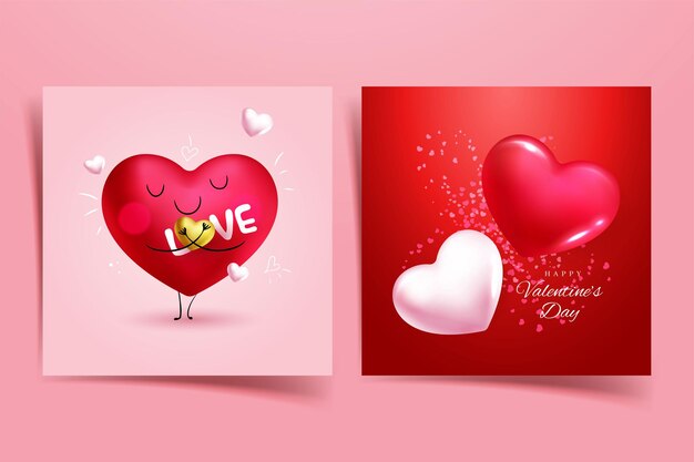 Romantic background with red heart shape balloon