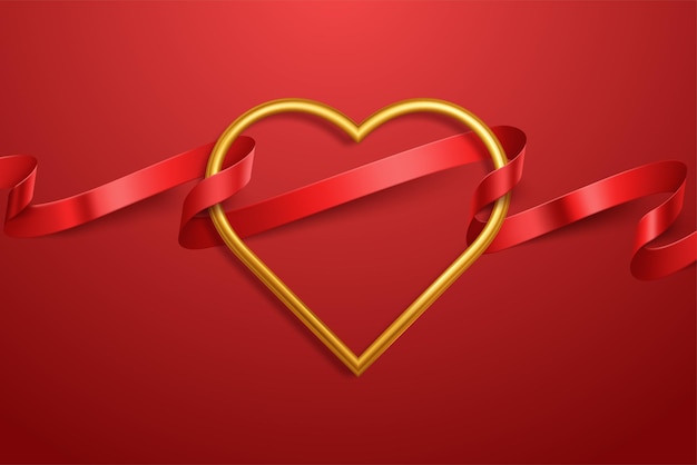 Romantic background with red heart shape balloon