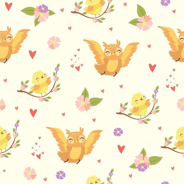 Romantic birds pattern