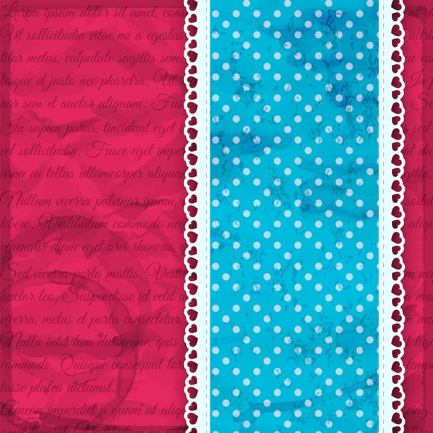 Romantic blue strip with ruffles and dots on pink vector illustration