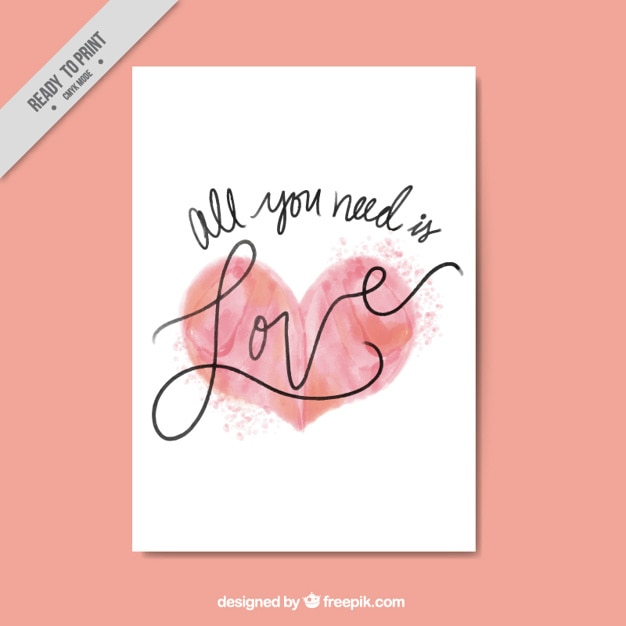 Free vector romantic card with heart in red tones