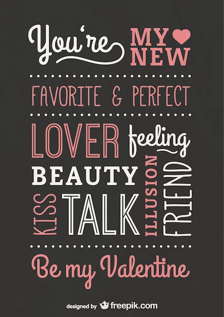 Vettore gratuito scheda romantica con lettering