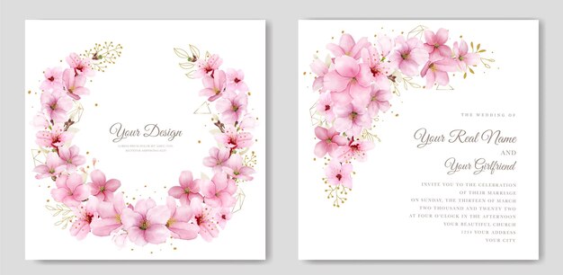 romantic cherry blossom wedding invite card set